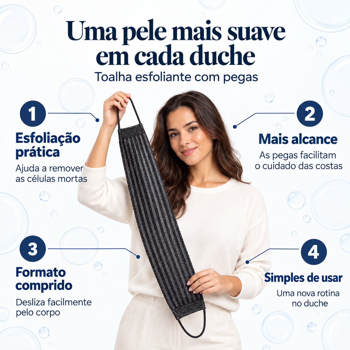 Toalha de banho esfoliante