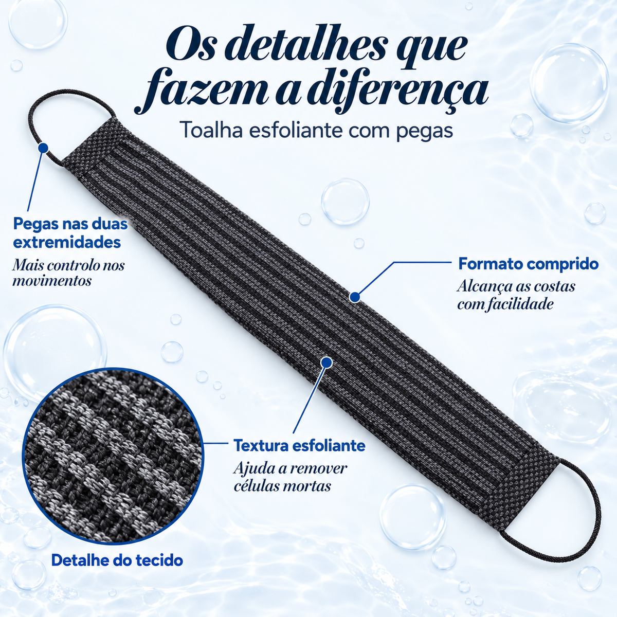 Toalha de banho esfoliante